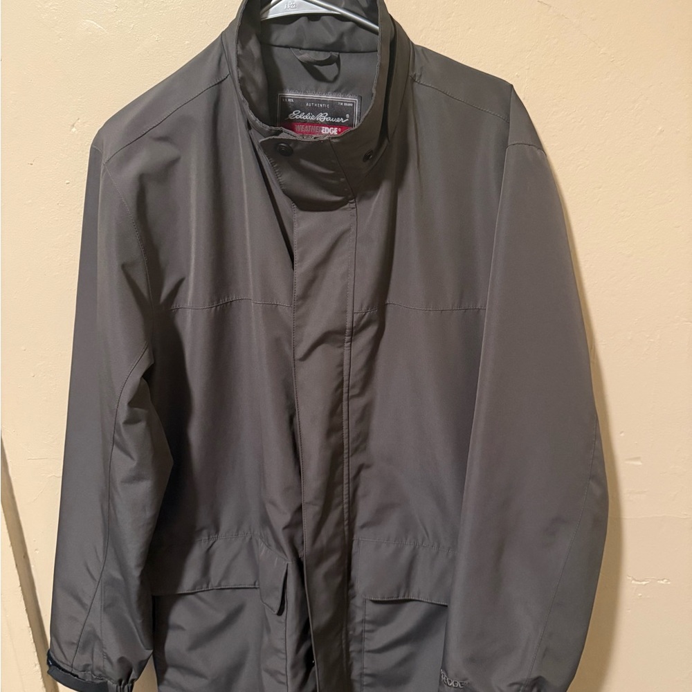 Eddie Bauer Hooded Coat WeatherEdge Jacket Mens S Tall
Black Gray Waterproof